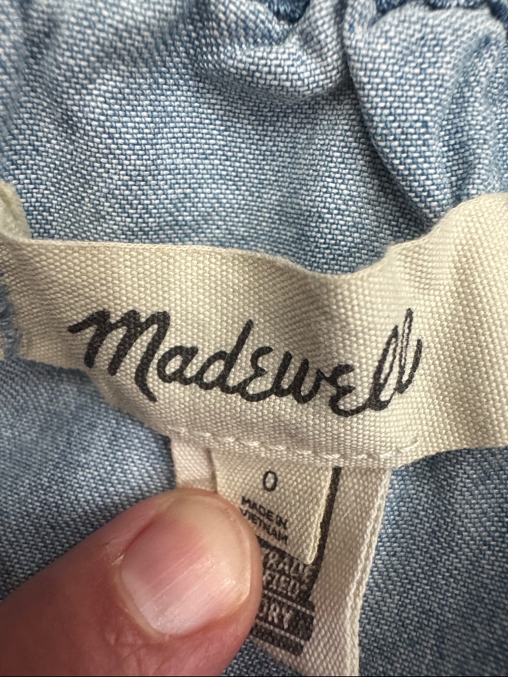 madewell light chambray denim dress. short sleeve. button up. size 0. like new. - Picture 2 of 7